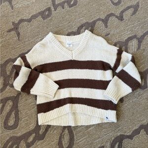 Cozy Cream and Brown Striped Sweater